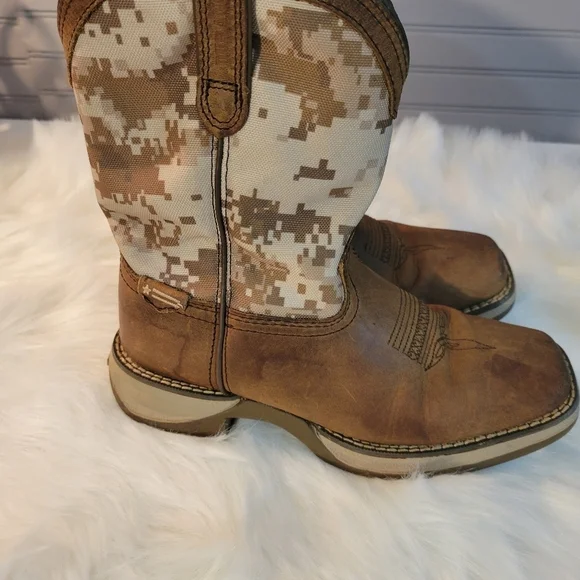 Durango Kids Brown and Camouflage Cowboy Boots 8" Tall Size3M - Picture 4 of 9